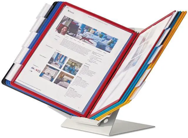 Alt view image 4 of 6 - VARIO Display Panel Desk Unit - 10 Panels and Tabs in Assorted Colors - Perfect for Storing and Displaying Letter Size Documents