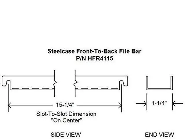 Alt view image 2 of 3 - Steelcase Front-to-Back File Bar for Filing Cabinets - for Steelcase File Cabinet Series 800 & 900 - Filing Cabinet Metal Rail Insert for Front-to-Back Files (8-Pack)