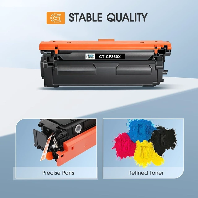 Alt view image 5 of 7 - 508X 508A M553 Toner Cartridge Set CF360X CF360A High Yield New Version | Compatible for HP Color LaserJet Enterprise M553 M552 MFP M577 Series M552dn M553dn M553n M553x Printer 4 Pack