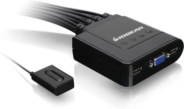 Alt view image 2 of 6 - IOGEAR 4-Port USB KVM Switch with Cables and Remote GCS24U with 2.4Ghz Wireless Long Range Keyboard and Mouse Bundle