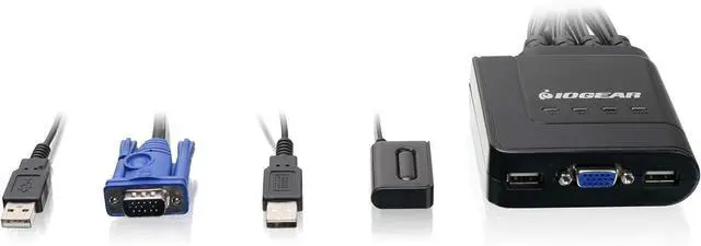 Alt view image 3 of 6 - IOGEAR 4-Port USB KVM Switch with Cables and Remote GCS24U with 2.4Ghz Wireless Long Range Keyboard and Mouse Bundle