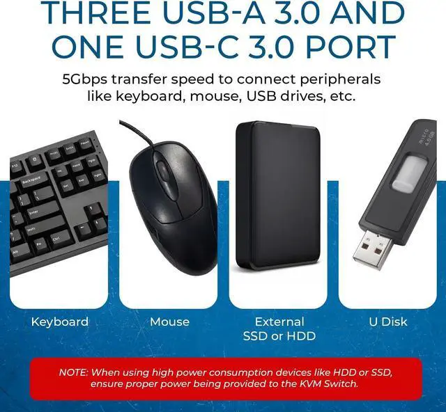 Alt view image 4 of 7 - OREI 8K KVM Switch DisplayPort Switch 2 in 1 Out, USB-C for 2 Computers, DisplayPort 1.4 KVM, KVM Switch 2 Computers 1 Monitor, Supports 4K 144Hz / 120Hz & KVM USB 3.0 Hub