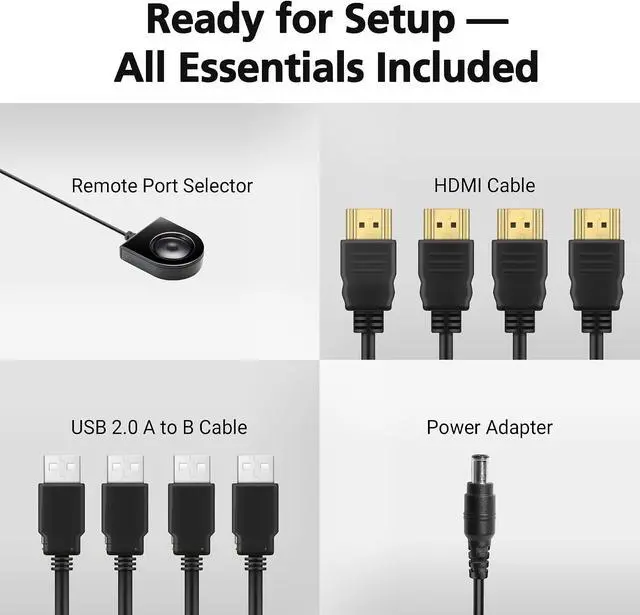 Alt view image 7 of 7 - ATEN CS784H 4-Port USB HDMI KVM Switch - 4K UHD 60Hz, Audio Support, Peripheral Sharing USB 2.0 Hub, Remote Port Selector Control 4 HDMI Computers with One Keyboard, Mouse, Monitor