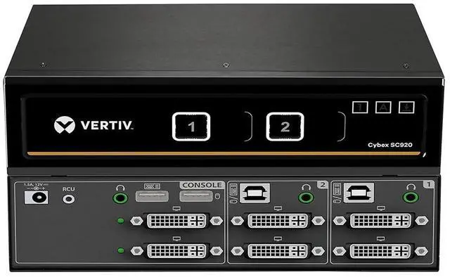 Alt view image 3 of 5 - Vertiv Cybex Secure 4K UHD KVM 2-Port DVI-I DualHead EAL4+ NIAP TAA Compliant (SC920-001)