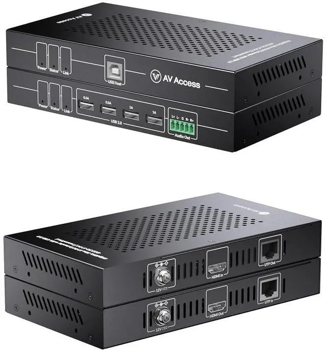 Main image of AV Access HDMI KVM Extender 50m/164ft, 4K@60Hz 4:4:4, 1080P@240Hz & 2K@144Hz, 4 USB 2.0 Ports, Low Latency, PoC, EDID, for Gaming PC, Office & CCTV (4KEX50-KVM)