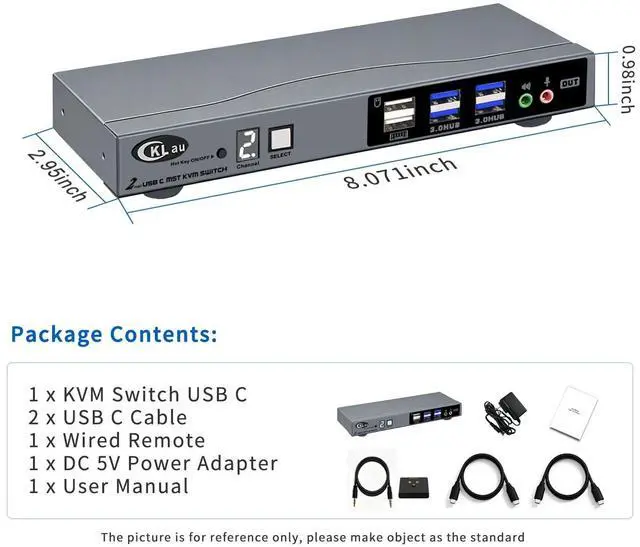 Alt view image 6 of 7 - USB-C MST KVM Switch Dual Monitor 2 Laptops 2 Monitors, 1 Cable per PC Connection, Dual 4K@60Hz Type-C KVM Switcher for Windows, Supports Thunderbolt 4/3, USB4, USB 3.0, Wired Remote