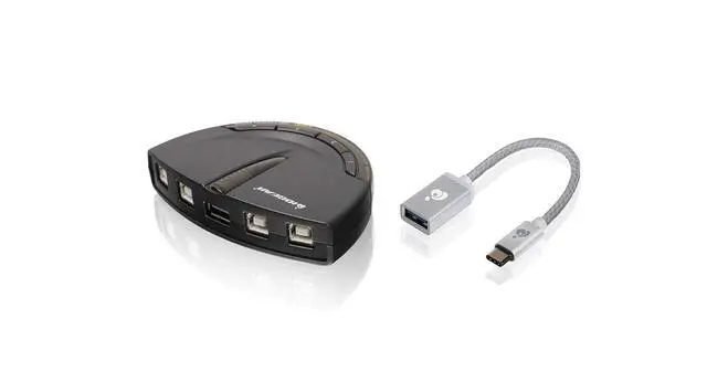 Alt view image 2 of 4 - IOGEAR 4 Port USB 2.0 Switch - Auto Printer Switch - USB-A to USB-C Adapter Kit - Manually or Auto Control - LEDs Indicate - Plug N Play - GUB431CA1KIT