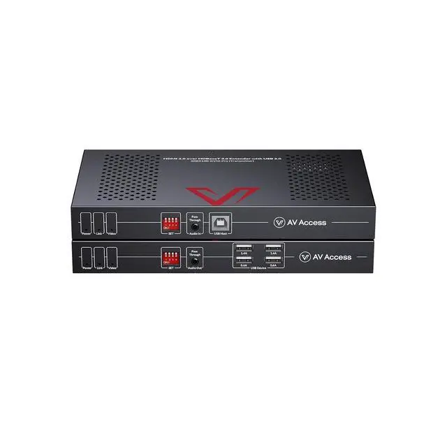 Main image of AV Access HDBaseT 3.0 HDMI KVM Extender, Uncompressed 4K@60Hz 4:4:4 Upto 330ft, Zero Latency, USB 2.0 Remote Control, HDR/Dolby Vision, Audio De-Embed, PoH, for Server Room, Gaming & AV Installations