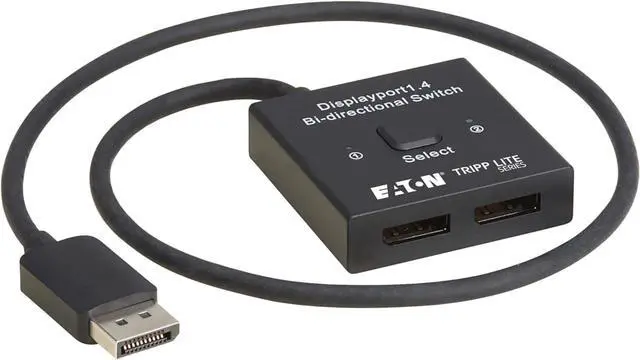 Main image of Tripp Lite Series 8K DisplayPort Switch, 2x1 Bi-Directional DisplayPort Splitter, 2 in 1 Out, Push Button Switch, No Software Needed, HDR, HDCP Passthrough, 1-Year Warranty (B119-002-BDS-DP)