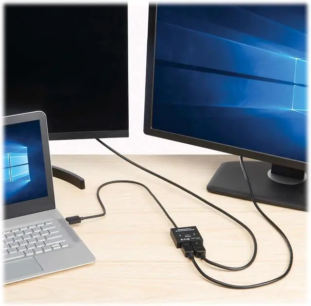 Alt view image 2 of 7 - Tripp Lite Series 8K DisplayPort Switch, 2x1 Bi-Directional DisplayPort Splitter, 2 in 1 Out, Push Button Switch, No Software Needed, HDR, HDCP Passthrough, 1-Year Warranty (B119-002-BDS-DP)