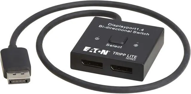 Alt view image 4 of 7 - Tripp Lite Series 8K DisplayPort Switch, 2x1 Bi-Directional DisplayPort Splitter, 2 in 1 Out, Push Button Switch, No Software Needed, HDR, HDCP Passthrough, 1-Year Warranty (B119-002-BDS-DP)