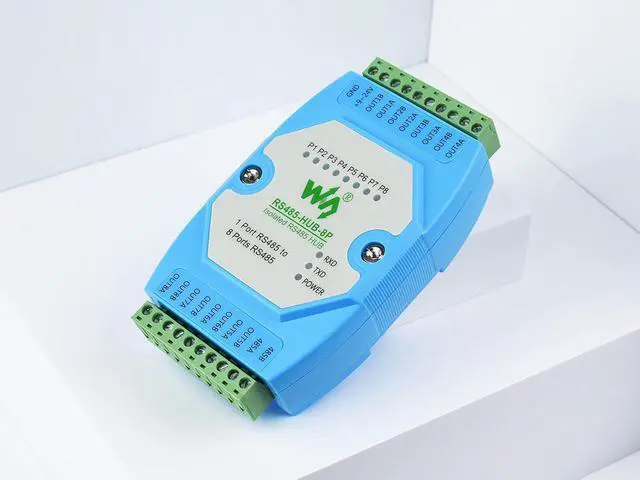 Main image of waveshare Industrial Isolated 8-ch RS485 Hub, Extend 8-ch RS485 Slave Ports via 1-ch RS485 Master Port,with Isolation and Relay,Support Rail-Mount, 300~460800bps (Self-Adaptive) Baud Rate, DC 9~24V