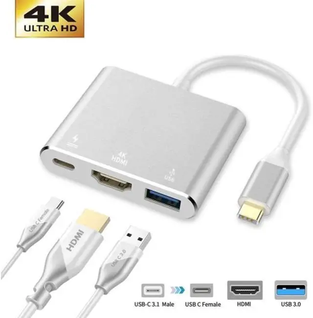 Alt view image 4 of 7 - PD Port USB C to 4K HDMI Adapter Compatible with Samsung Galaxy S23 S24 Ultra Plus - HDTV Adapter Charger Port TV Video Hub Type-C Projector Converter