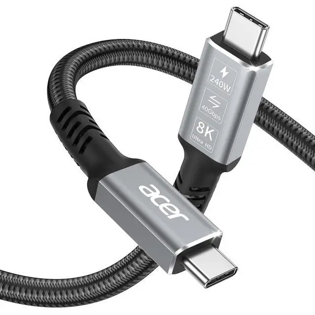 Alt view image 2 of 7 - Acer USB4 Cable 40Gbps 8K@60Hz Bunlbe 8K DisplayPort Cable (8K60Hz10FT)