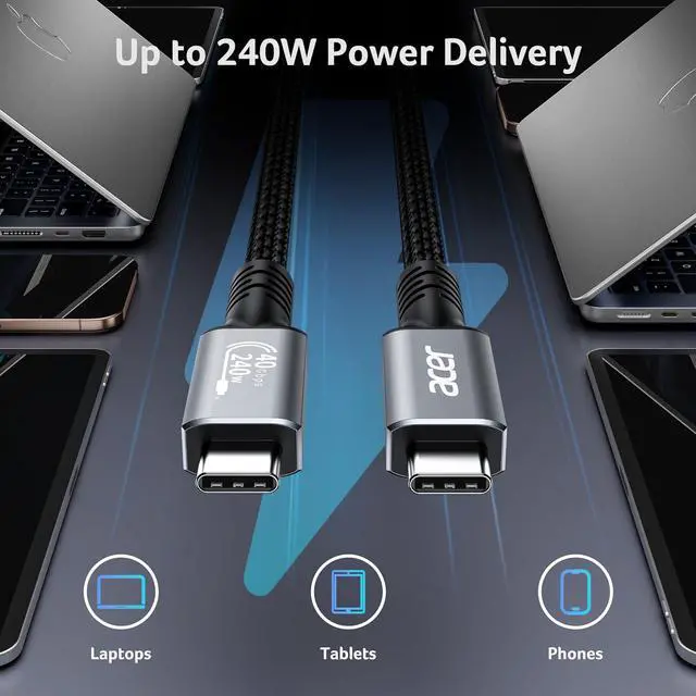 Alt view image 5 of 7 - Acer USB4 Cable 40Gbps 8K@60Hz Bunlbe 8K DisplayPort Cable (8K60Hz10FT)