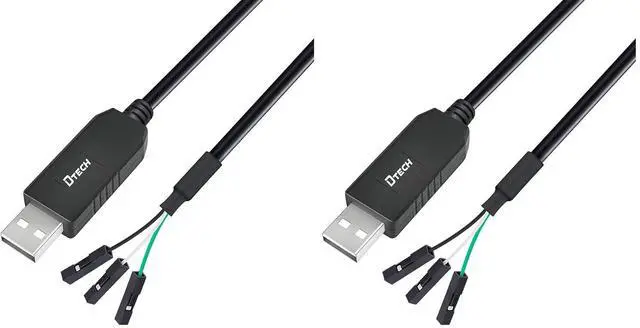 Main image of DTECH 3ft USB to TTL Serial Cable 3.3V 3 Pin TX RX Signal UART Adapter Debug Cord Compatible with Windows 11 10 8 7 Linux MAC OS Genuine FT232RL Chip 3Pin 3v3 2.54mm Dupont Female Header (Pack of 2)