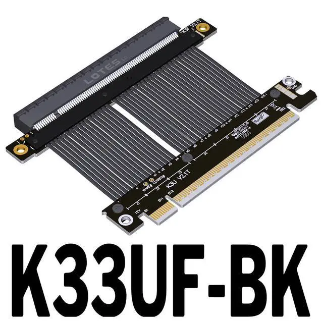 Alt view image 2 of 7 - JMT ADT-K33U PCIe 5.0 x16 Extension Cable 512Gbps High Speed Lossless Flexible GPU Riser for PC Cases Servers ITX Builds Computer RTX5090 (K33UF-BK,15cm)