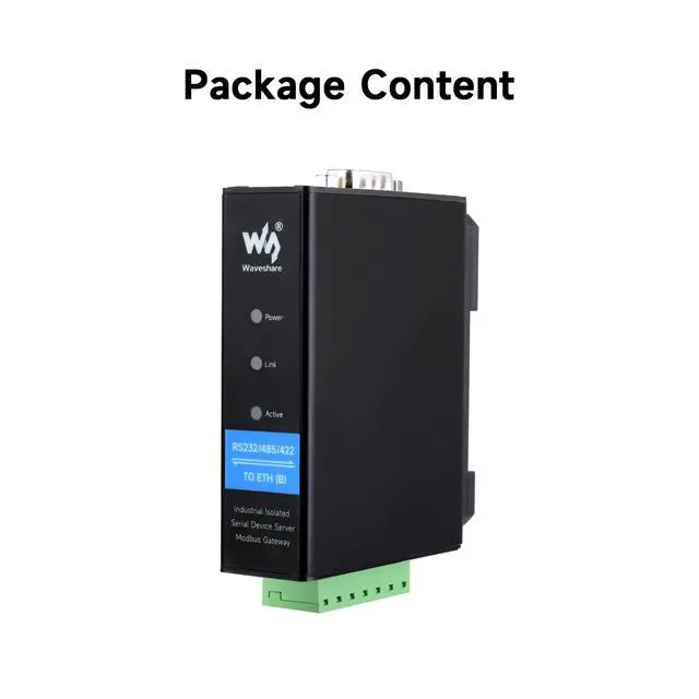 Alt view image 2 of 7 - Waveshare Industrial Serial Server, RS232/485/422 to RJ45 Ethernet Module, TCP/IP to Serial, Small