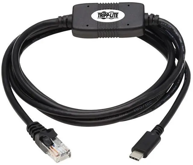 Main image of Tripp Lite Eaton U209-006-RJ45XC USB-C to RJ45 Serial Rollover Cable, Compatible, 250 Kbps, 6 ft (1.8 m), Shielded PVC, Black, Cloud Care Pre-Configured Bundle Eligible (1 Pack)