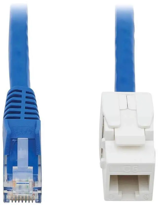 Main image of Tripp Lite Cat6 Keystone Jack Cable Assembly, Unshielded Ethernet Extension Network Cable, PoE+, RJ45 M/F, 18 in, Blue (N237-F18N-WHSH)