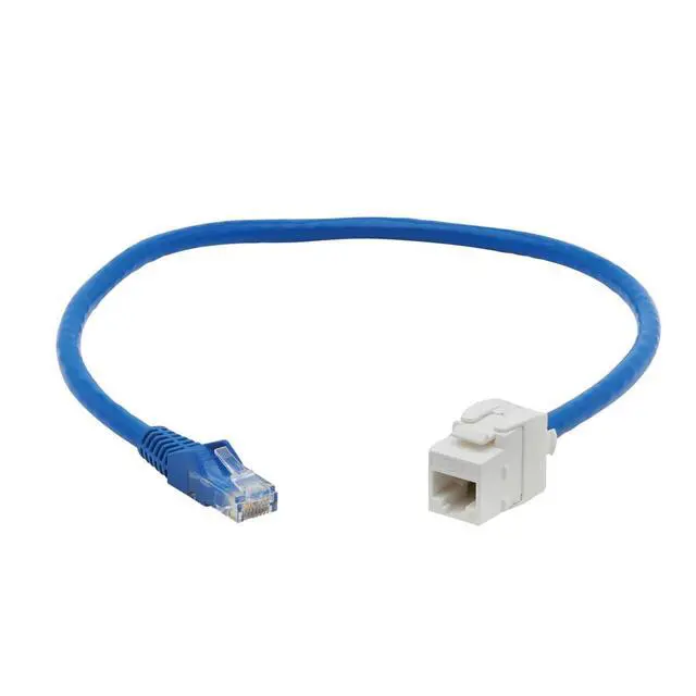 Alt view image 2 of 5 - Tripp Lite Cat6 Keystone Jack Cable Assembly, Unshielded Ethernet Extension Network Cable, PoE+, RJ45 M/F, 18 in, Blue (N237-F18N-WHSH)