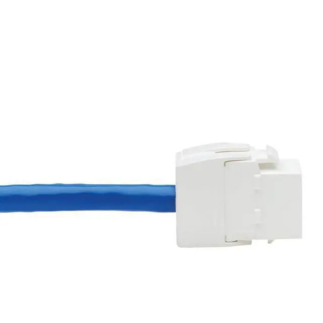 Alt view image 4 of 5 - Tripp Lite Cat6 Keystone Jack Cable Assembly, Unshielded Ethernet Extension Network Cable, PoE+, RJ45 M/F, 18 in, Blue (N237-F18N-WHSH)