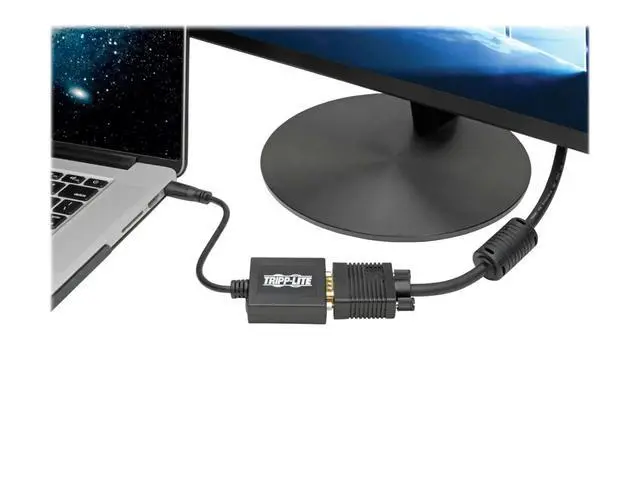 Alt view image 3 of 5 - Tripp Lite P131-06N-MINI Mini HDMI to VGA Adapter Converter 1080p, 6 in, Smartphone Tablet Ultrabook to Monitor/Projector, Plug & Play, Black (1 Pack)