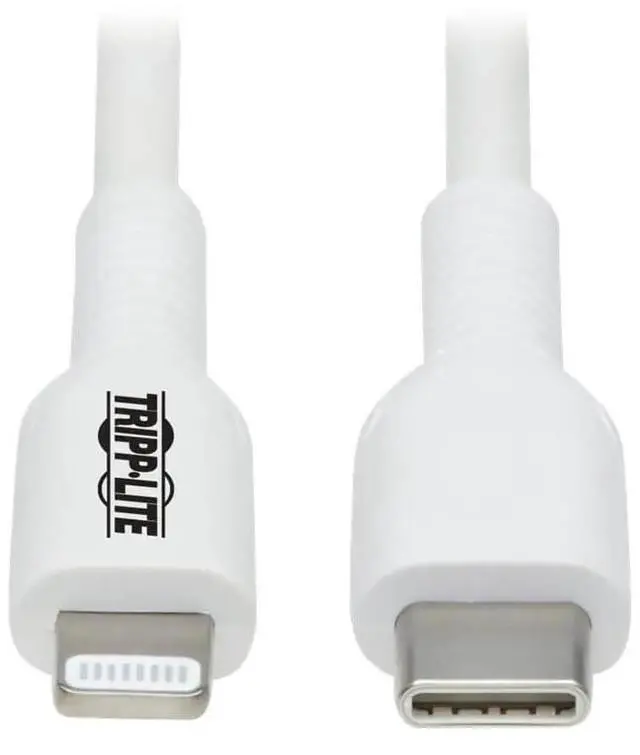 Alt view image 3 of 5 - Tripp Lite Eaton M102-02M-WH USB-C to Lightning Cable, MFi Certified 6.6 ft, 3A Fast Charge & 480Mbps Sync, White PVC, Apple iPhone/iPad, Cloud Care Pre-Configured Bundle Eligible (50 Pack)