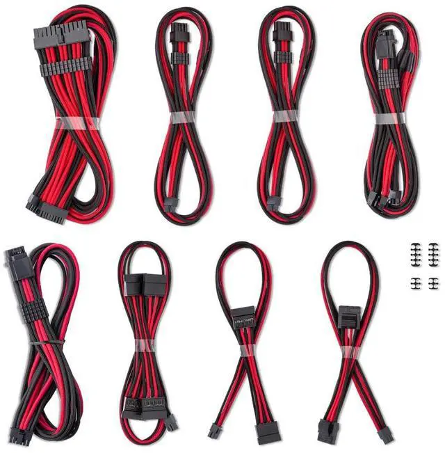 Alt view image 3 of 3 - CableMod E-Series Pro ModFlex Sleeved 12V-2x6 12VHPWR Dual StealthSense Cable Kit for EVGA G/G+ / P/P+ / T (Black + Red)