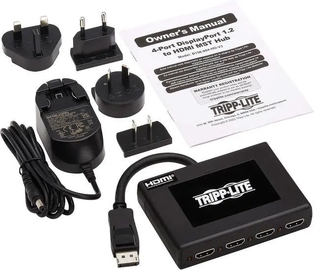 Alt view image 7 of 7 - Tripp Lite DisplayPort to HDMI Adatper, 4 Monitor Display Splitter, 4K@60Hz, DP to 4X HDMI - Extend, Mirror, & Video Wall - DisplayPort MST 4-Port Hub, Plug-and-Play, 3-Year Warranty (B156-004-HD-V3)