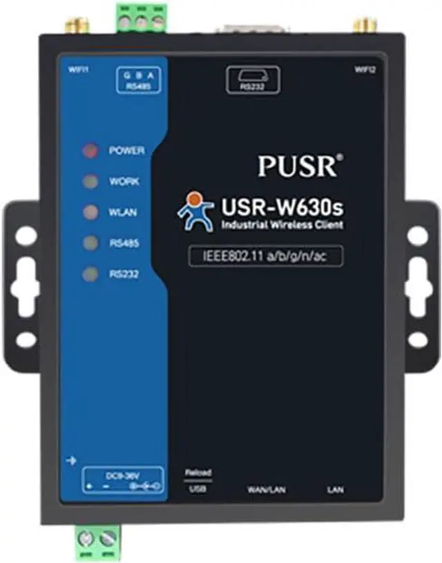 Main image of USR-W630S RS232 RS485 Serial to WiFi and Ethernet Converter with 2 Ethernet Ports, Supports Dual Bands