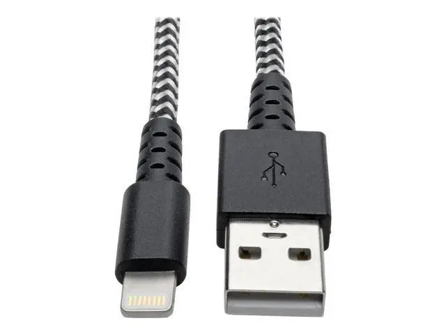 Alt view image 5 of 5 - Tripp Lite Eaton M100-003-HD Heavy-Duty USB-A to Lightning Cable 3 ft, MFi Certified Charge & Sync, USB 2.0 iPhone/iPad Cord, Black/White, Cloud Care Pre-Configured Bundle Eligible (50 Pack)