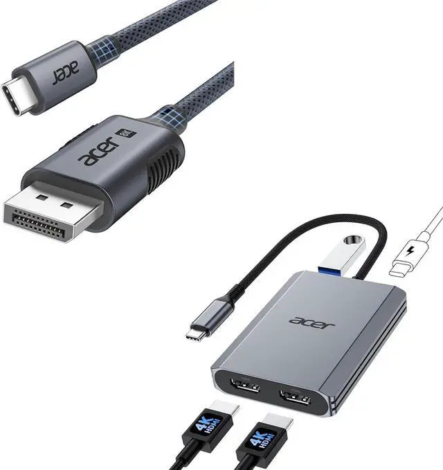 Main image of Acer 4-in-1 USB C Hub bundel with USB C to DisplayPort 1.4 Cable 6.6FT