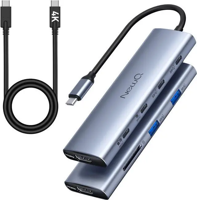 Main image of USB C to USBC Hub Dual/Triple Monitor, USB-C Splitter 4K@30-60Hz with HDMI, 6 * 10Gbps, 100W PD, SD4.0, Full-Function Type C Port, Docking Station for Windows, Chromos Laptops, with USBC Video Cable