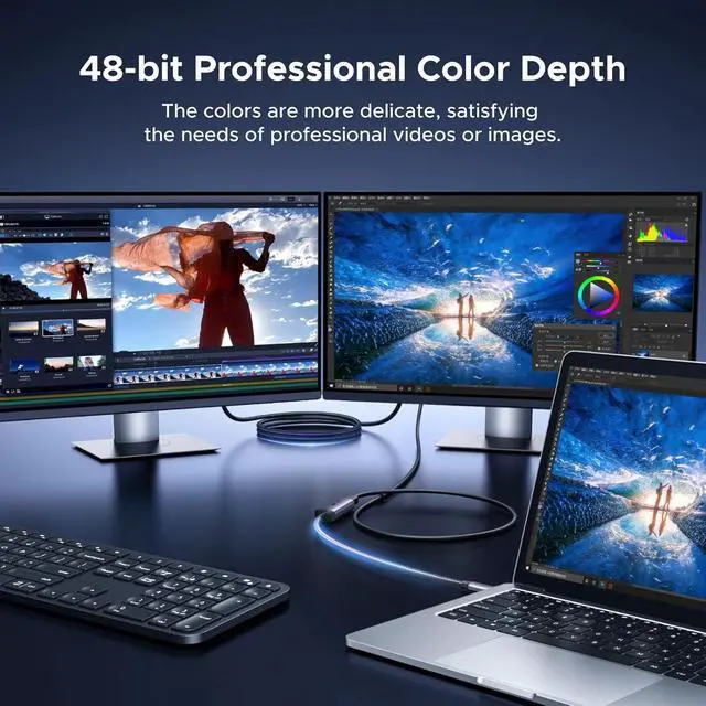Alt view image 6 of 7 - UGREEN 16K@60Hz USB C to DisplayPort 2.1 Adapter 8K@120Hz 48-bit Color Depth 80Gbps Thunderbolt 5/4 to Display Port Compatible with iPhone 17 ProMax, MacBook Pro/Air/Mini, iPad, Galaxy, Steam Deck