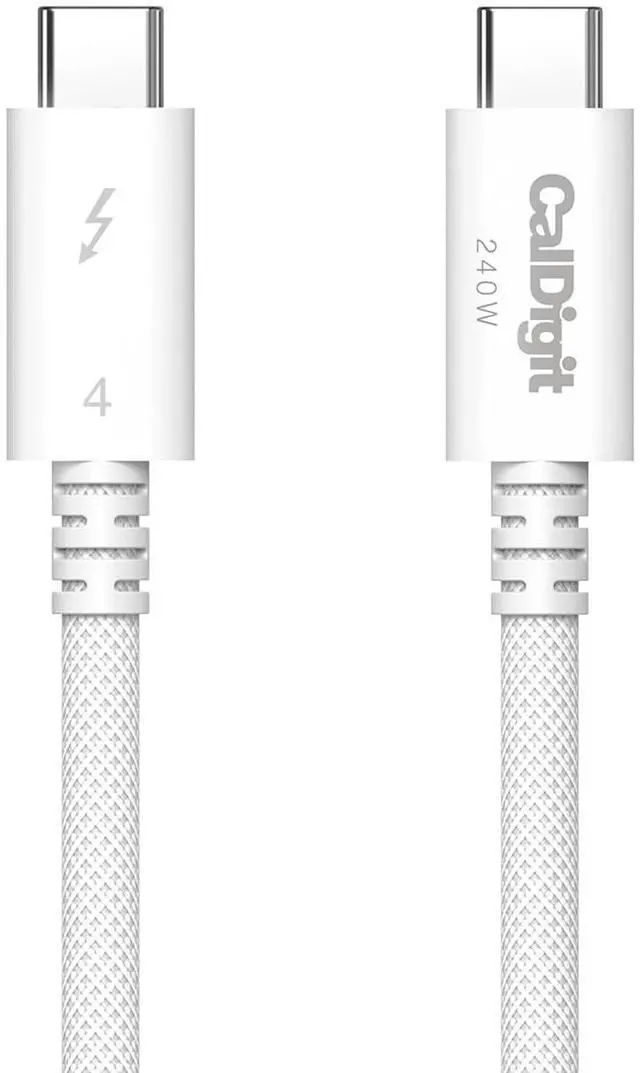 Alt view image 2 of 6 - CalDigit Thunderbolt 4 Pro Braided Cable - 1m, 40Gbps, 240W Power Delivery, Compatible with Thunderbolt 3, Thunderbolt 5, USB4 Type C, MacBook Pro, iMac, iPhone 17, White