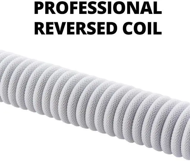Alt view image 2 of 6 - GUNMJO Pro Custom Coiled USB C Cable for Gaming Keyboard, Metal Aviator Mechanical Keyboard Cable with Type C Angled, 1.5M USB-C to USB-A, White Color