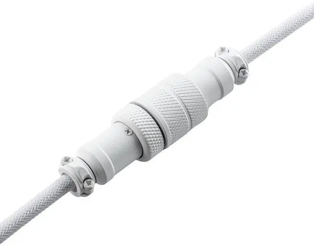 Alt view image 3 of 6 - GUNMJO Pro Custom Coiled USB C Cable for Gaming Keyboard, Metal Aviator Mechanical Keyboard Cable with Type C Angled, 1.5M USB-C to USB-A, White Color
