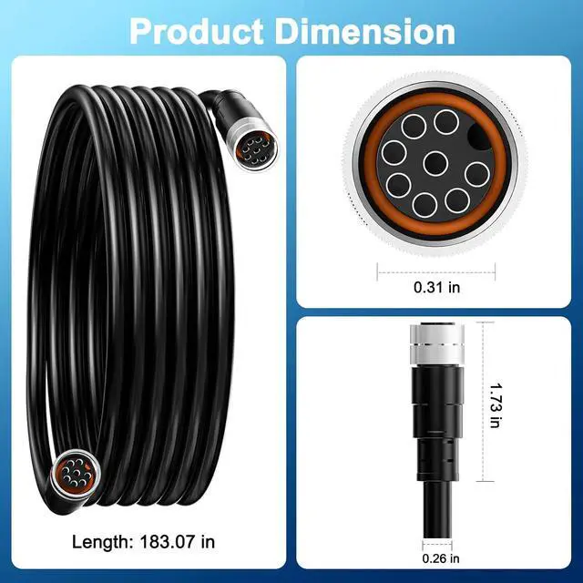 Alt view image 3 of 7 - VHBW 16FT Boat Ethernet Cable for Humminbird 720073-5, Compatible with Helix 7, 8, 9, 10, 12, 15, Apex, Solix, Onix Models, Black