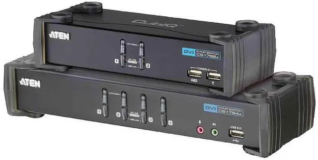 Main image of ATEN 4p USB KVMP Supp DVI Display 4-Port USB DVI KVM Switch, CS1764A-AT-G (4-Port USB DVI KVM Switch with Audio & USB 2.0 Hub (KVM Cables Included), 1920 x 1200 Pixels, WUXGA, 4.8)