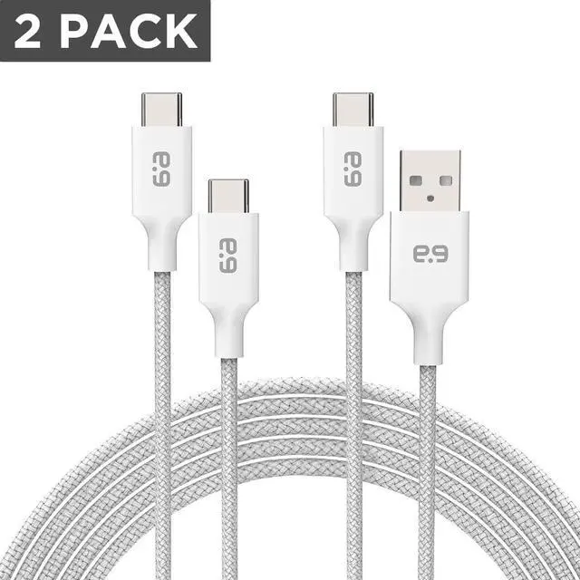 Alt view image 2 of 5 - PureGear Braided USB-C to C + USBC to A Cable (6ft, 2Pack) Power Delivery Charger Cord for iPhone Air, 17, 17Pro, 17ProMax,16, 15, MacBook, Galaxy S25/S24/S23 Ultra, Pixel10/9/8 & USB-C Devices-White