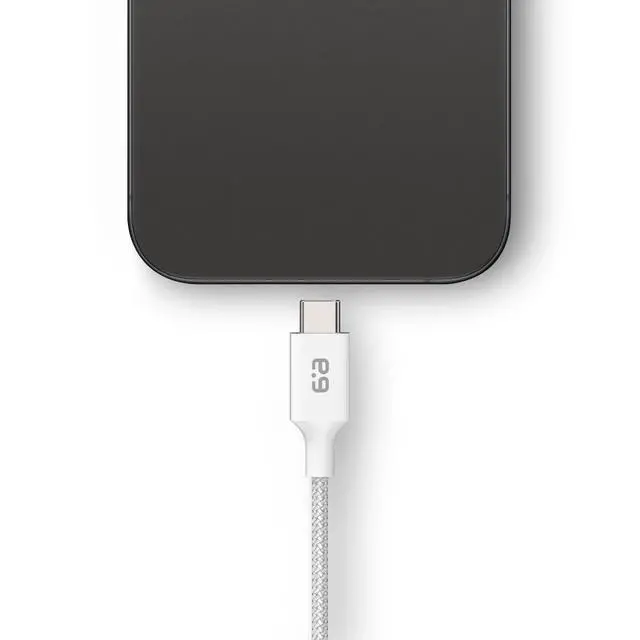 Alt view image 4 of 5 - PureGear Braided USB-C to C + USBC to A Cable (6ft, 2Pack) Power Delivery Charger Cord for iPhone Air, 17, 17Pro, 17ProMax,16, 15, MacBook, Galaxy S25/S24/S23 Ultra, Pixel10/9/8 & USB-C Devices-White