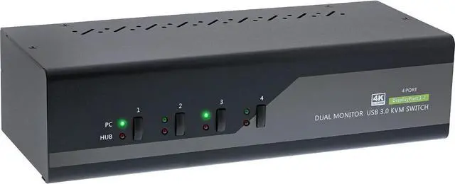 Main image of InLine 63654I KVM Desktop Switch 4 Way Dual Monitor DisplayPort 1.2 4K USB 3.0 Audio