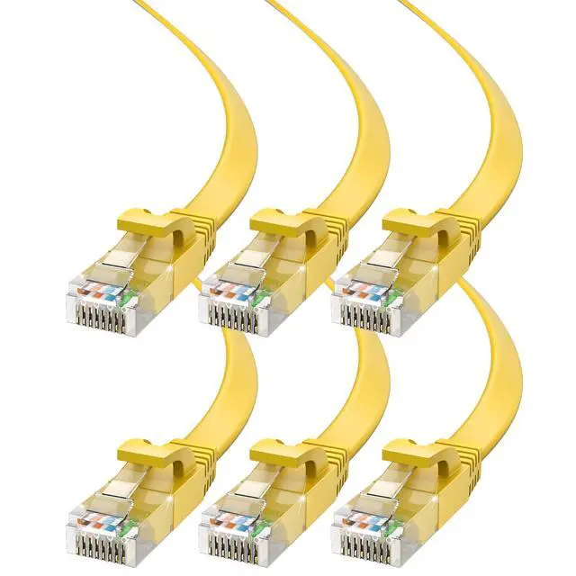 Main image of Maximm Cat6 Ethernet Cable 25ft, 6-Pack Yellow - Flat High-Speed Network Cables for Gaming, Streaming, Router, Modem, PC, PS5, Xbox - Durable & Space-Saving Design