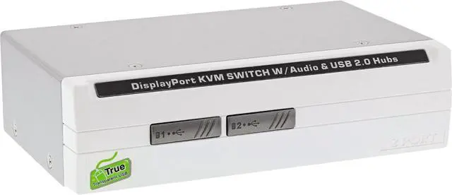 Main image of InLine 63632I KVM Desktop Switch, 2 Way, DisplayPort 1.2, 4 K, USB 2.0, Audio Silver