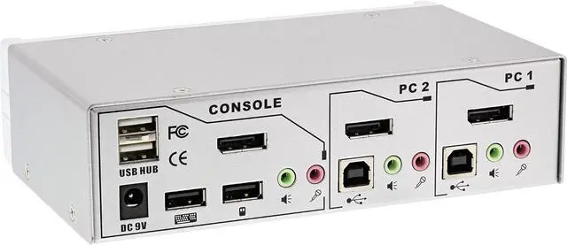 Alt view image 2 of 7 - InLine 63632I KVM Desktop Switch, 2 Way, DisplayPort 1.2, 4 K, USB 2.0, Audio Silver