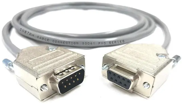 Main image of Custom Cable Connection 15 Foot DB9 Male to Female RS232 Extension Serial Cable - 24 AWG with Grey PVC Jacket - Made in USA