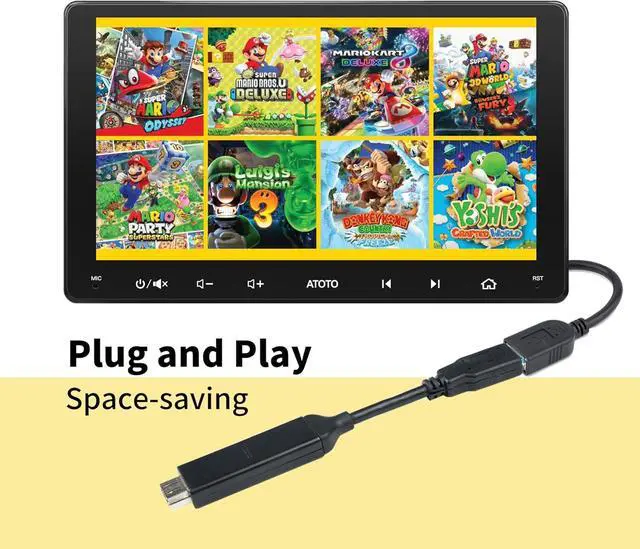 Alt view image 2 of 7 - ATOTO AC-HBV86 HDMI to USB A Adapter Cable, 13.8cm / 5.43 inchConnecting TV Boxes/Gamepads to Android Devices (P9 / A6 / S8 Series), Streaming TV Shows Movies and Games in Car