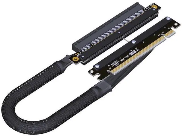 Main image of JMT ADT-M33 PCIe4.0 x16 256Gbps GPU Extension Cable Dual Reverse Right Left Bend 30cm Compatible with Chassis A4 ITX RTX 4090 RX7900xt (M33JK-TR Right-Bent)