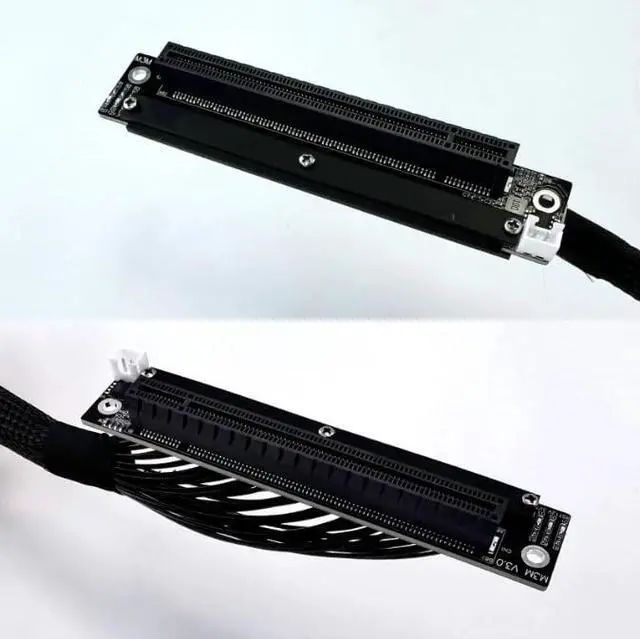 Alt view image 4 of 5 - JMT ADT-M33 PCIe4.0 x16 256Gbps GPU Extension Cable Dual Reverse Right Left Bend 30cm Compatible with Chassis A4 ITX RTX 4090 RX7900xt (M33JK-TL Left-Bent)